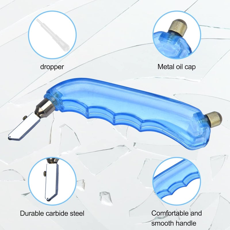 HTINXED Store 2 Pack Pistol Grip Oil Feed Glass Cutter - Heavy Duty Perfect for Cutting, Window Panes, Mirrors, Shelves, Scoring Glass Bottles and More - Image 2